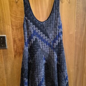Free People Babydoll Swing Mini Dress Festival Rock Boho Size Medium Blue Black